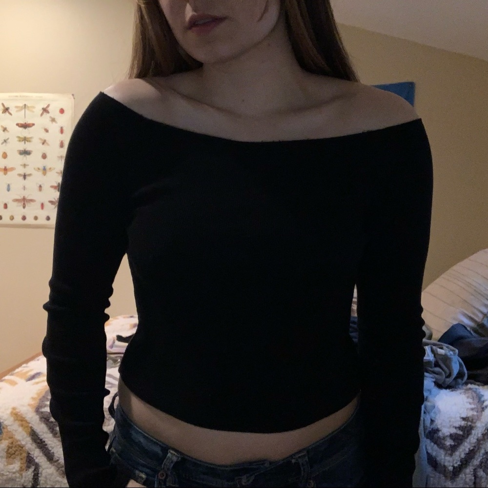Black off the shoulder long sleeve
